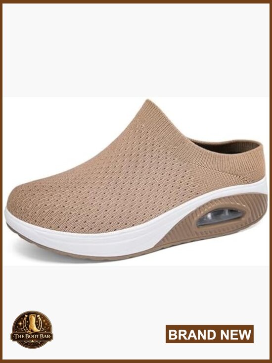 Shoes - Women's Mule Clogs Platform Knit Comfort Arch Support Air Cushion Slip On